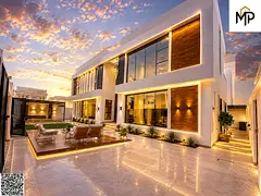 Super luxury villa for sale in Al Zahia, Ajman, with a modern design, spacious areas, and a strategi