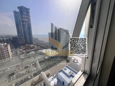 للإيجار السنوي غرفة وصالة أول ساكن على كورنيش عجمان إطلالة بحرية مع باركن مجاني وتشطيب راقٍ