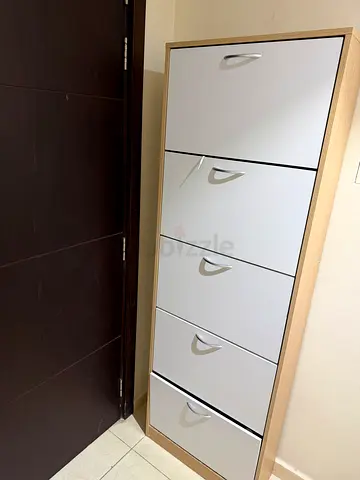 slim 5 tier shoe cabinet for 30 pairs with drop-down doors (Move out sale)
