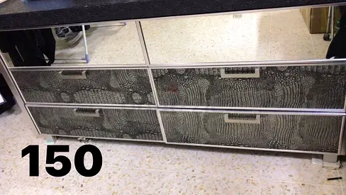 Mirrored 6-Drawer Low Dresser Console - Good Condition