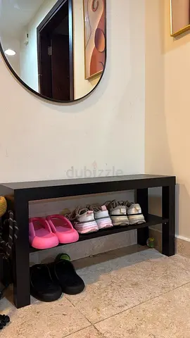 Minimal black bench  shoe rack