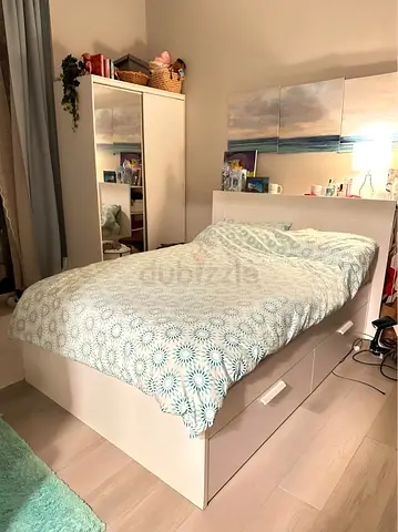IKEA White Storage Bed with mattress , Headboard and Drawers - queen