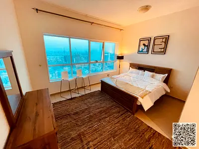 A fully furnished 3-bedroom apartment, with sea view balcony, including all services, with a gym,, and private parking.