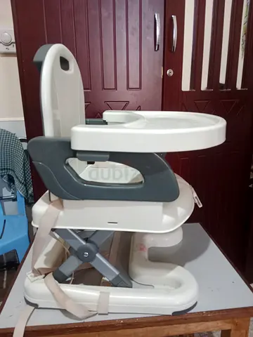Compact Foldable Baby Booster / High Chair - White/Grey