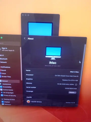 Imac 27 inch 5k 2017 core i5 16 gb Ram
