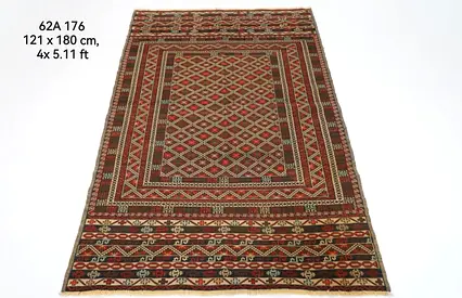 Tribal Area Kilim Afghan Hand knotted oriental wool Kilim Rug carpet - 121 x 180 cm (4 x 5.11 ft)