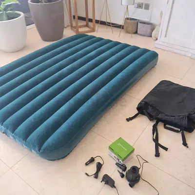 Used Inflatable Single Air Mattress with Pump and Carry Bag - Teal (190 x 135 x 22 cm)
