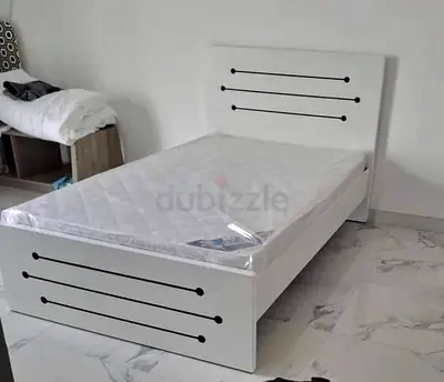 120cm 190cm white wooden bed with mattress - Brand new