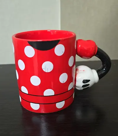 Red Polka Dot Character Ceramic Mug with Glove Handle