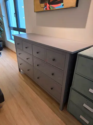 Hemnes Ikea dresser Solid Wood 8-Drawer Dresser / Sideboard - Dark Grey Finish