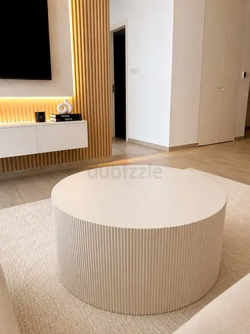 Round Fluted Coffee Table — Off-White Minimalist Design
