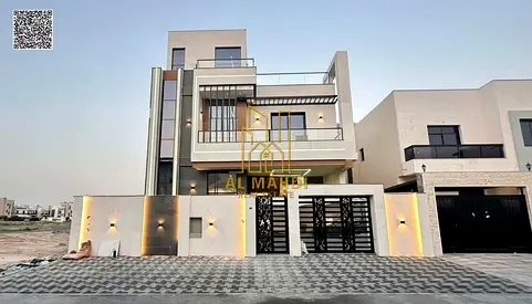 Classic Villa for Sale in Al Yasmeen Ajman | 5 Master BR + Roof + Pool + Lift | Corner on Two Streets | All Inclusive