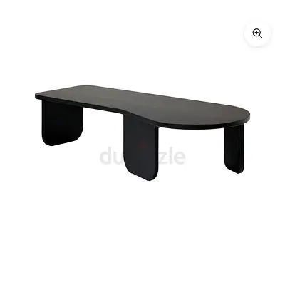 Minimal Black Modern Coffee Table — Low Profile, Curved Top