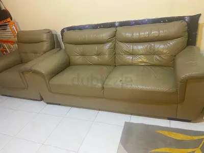 Beige leather sofa 1-2-3 seater