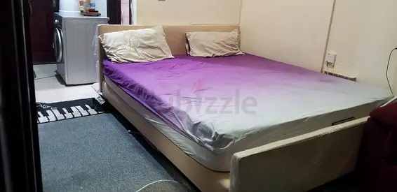 Ikea King-size fabric upholstered bed frame with mattress,Sofa,Side tables, 6 doors Wooden Almirah