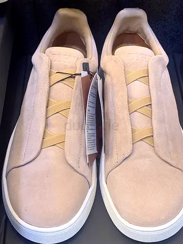 Zegana Beige suede slip-on sneakers, brand new with tags,