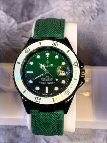 Rolex Green Dial Mens Wristwatch with Green Fabric Straps Copy watch