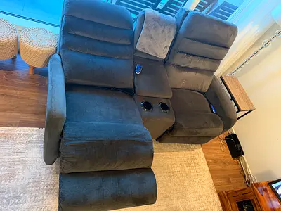 Grey 2-seater Electric Recliner Sofa with Cup Holders