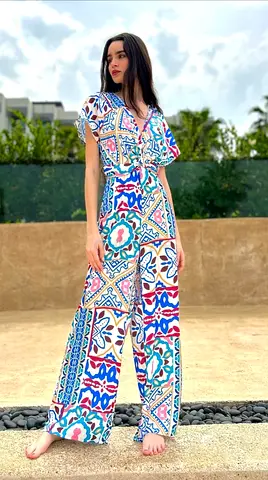 Zara Printed Jumpsuit in Satin Effect
