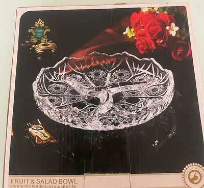 Crystal Glass Fruit  Salad Bowl - New in Box