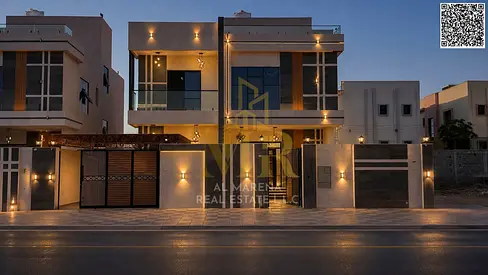 Luxury villa with a royal design in Al Rawda 2, high-end finishes, price includes electricity, wate