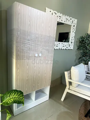 Wooden Wardrobe with Shelves and Hanging Space - almost new