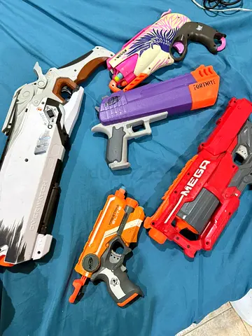 Nerf guns Lot of 5 Nerf/foam dart blasters — mixed condition, ready to play