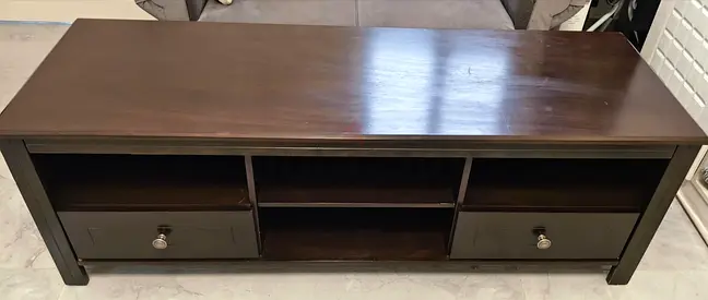 Dark Wood TV Unit / Entertainment Console with Storage Drawers