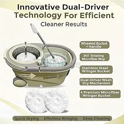360° Rotating Microfiber Spin Mop  Magic Bucket Set | Adjustable Handle