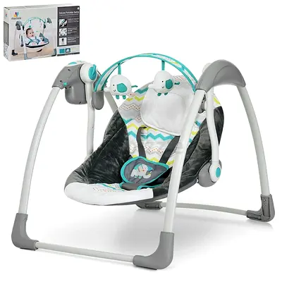 Portable Baby Swing / Rocker with Toy Bar - Grey  Teal