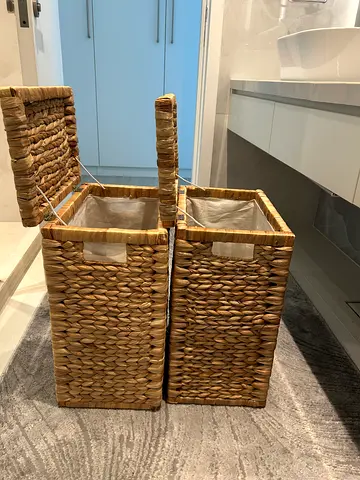 1pc Natural Woven Rattan York Laundry Hamper with Lid
