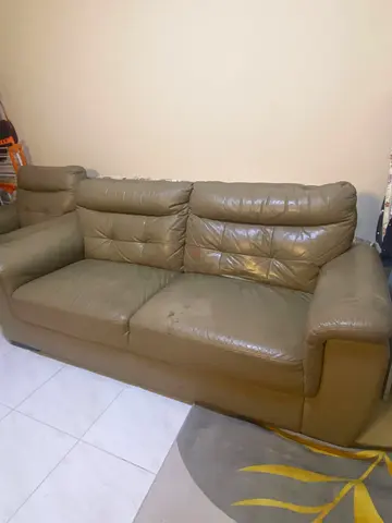 Beige colour 1_2_3 seater leather sofa.