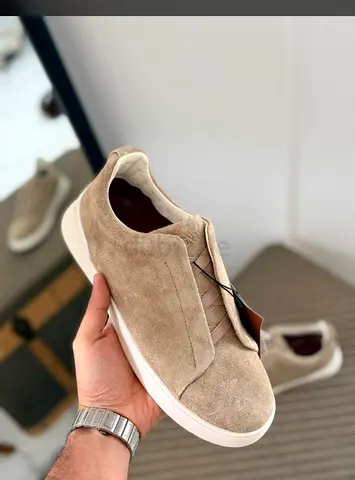 Zegna Beige suede low-top casual sneakers - sizes 40 to 46