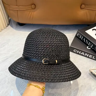 MIU MIU Woven bucket hat in black