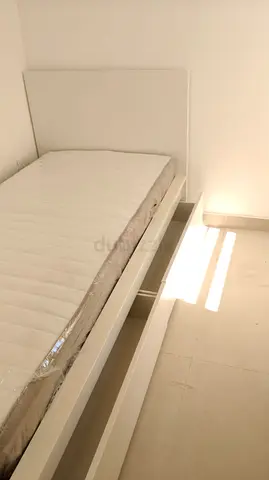 White Single Bed with Built-in Underbed Drawers (Mattress Included)