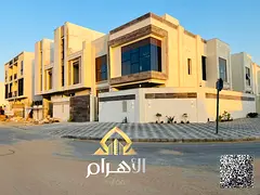 Corner villa for sale in Al Helio 2, Ajman, with a spacious building area and five bedrooms, includi