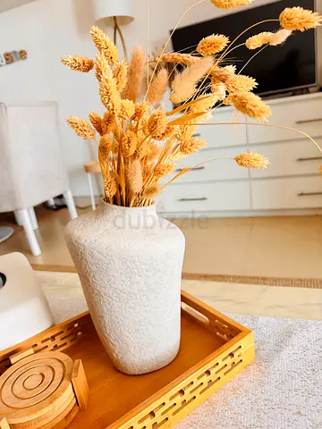Textured Ceramic Vase without Dried Grass Arrangement - Neutral Decor in excellent condition