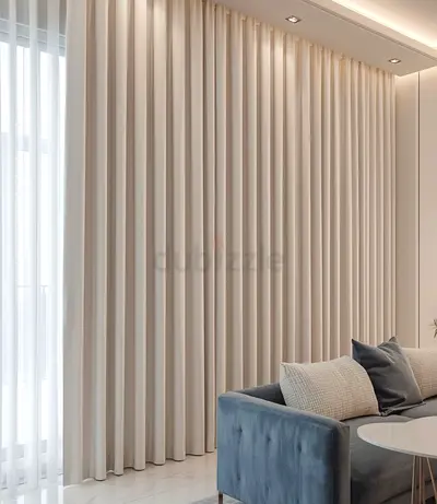 Full-Length Neutral Beige Fabric Curtains - Ready to Hang