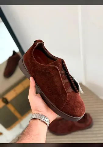 Zegna Brown Suede Casual Mens Sneakers - Size 40 to 47