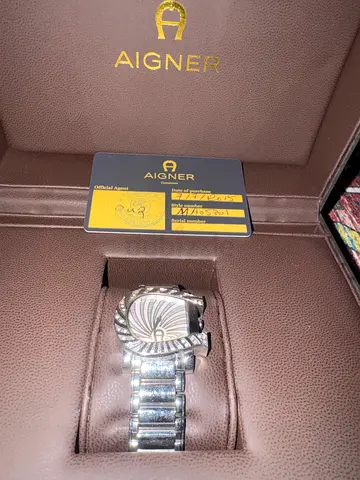 Aigner Ladies Silver Bracelet Watch with Box and Warranty Card