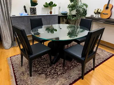 Crate And Barrel Round Dining Table With Leather Chairs