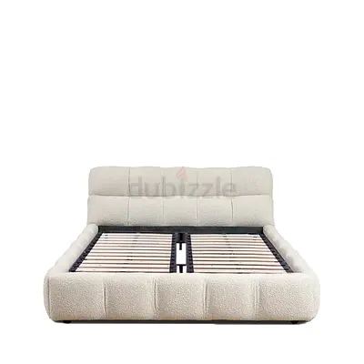Queen boucle upholstered hydraulic storage thick bed frame