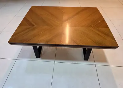 Solid Wood Square Table with Parquet Top