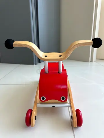 Wooden Red Ride-On Scooter for Toddlers - Good Condition