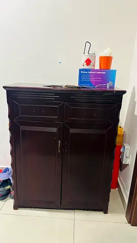 Dark Wood Shoe Cabinet / Small Storage Cupboard - Good Condition