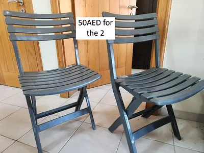 Premium Foldable Chairs – lightweight, practical  barely used. 50AED FOR THE BOTH!