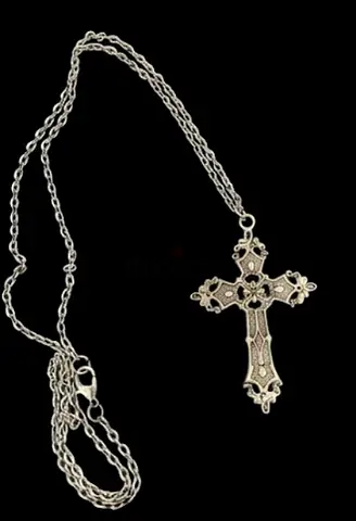 Sterling Silver Ornate Cross Pendant Necklace
