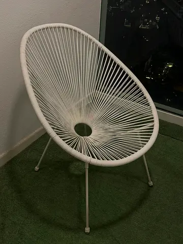 White Round Rope Patio Chair - Acapulco Style