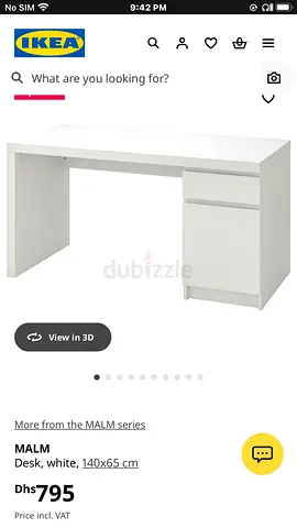 IKEA MALM White study Desk