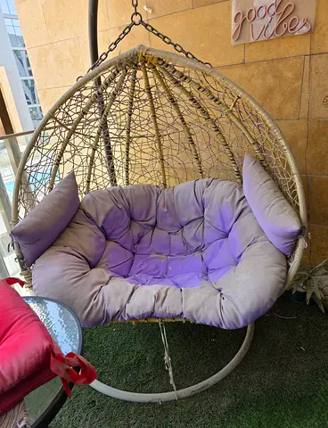 Double Rattan Hanging Egg Chair with Cushion